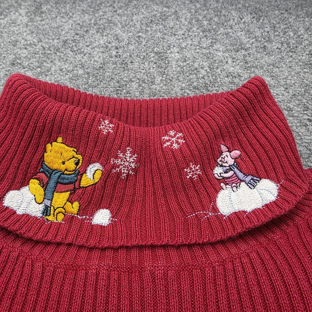 Vintage Disney Sweater Womens Medium Turtleneck Winnie The Pooh Piglet Snow 90s - Picture 12 of 15
